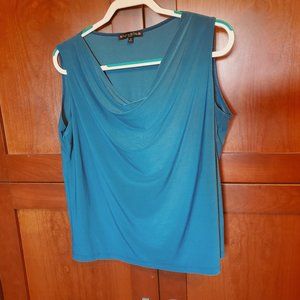 Teal Sleeveless Top w Draped Neckline 1X